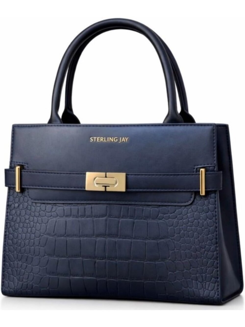 Stylish Croc Embossed Satchel Handbag - Structured Purse with Crossbody Strap